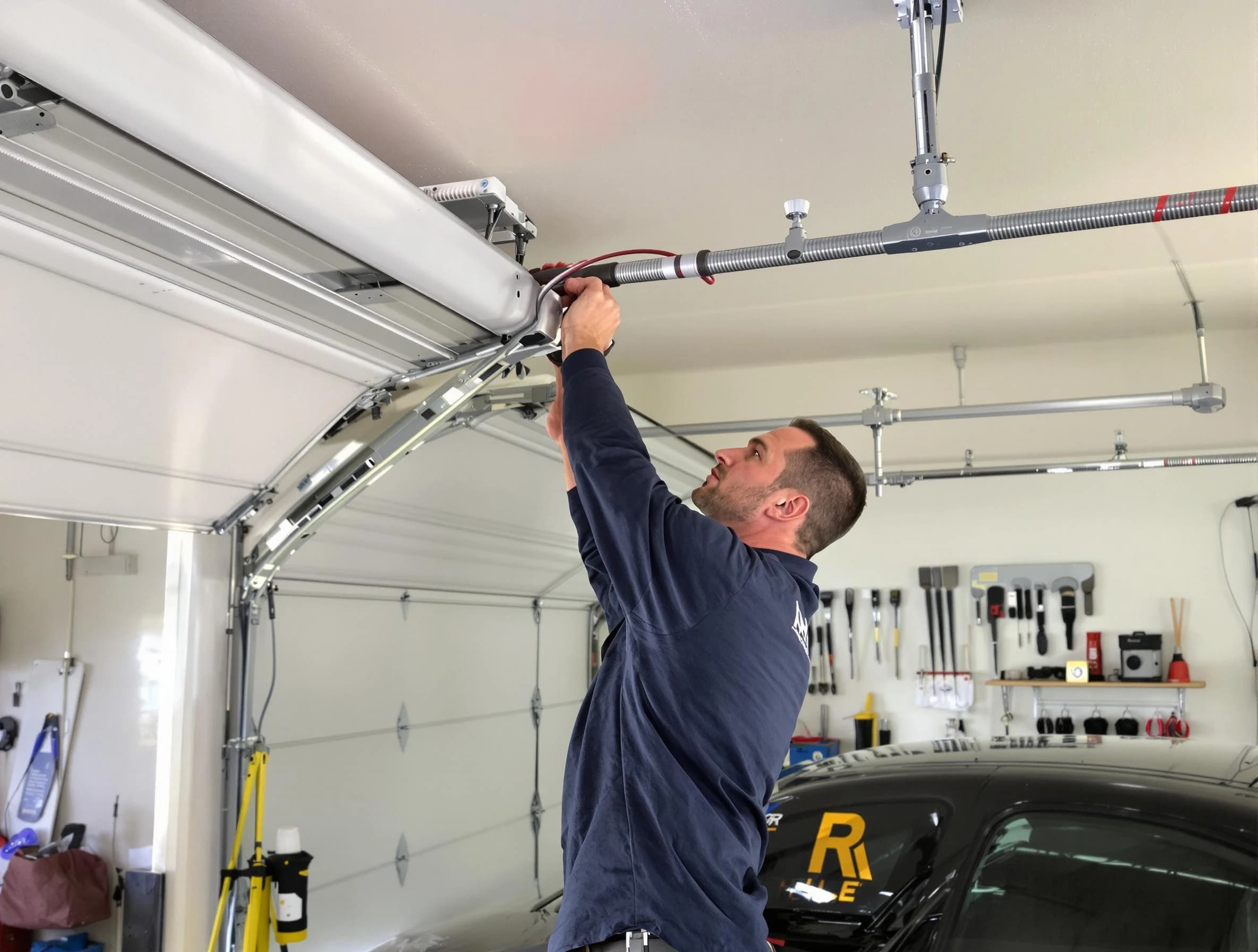 East Highland Park Garage Door Repair technician performing garage door cable repair in East Highland Park