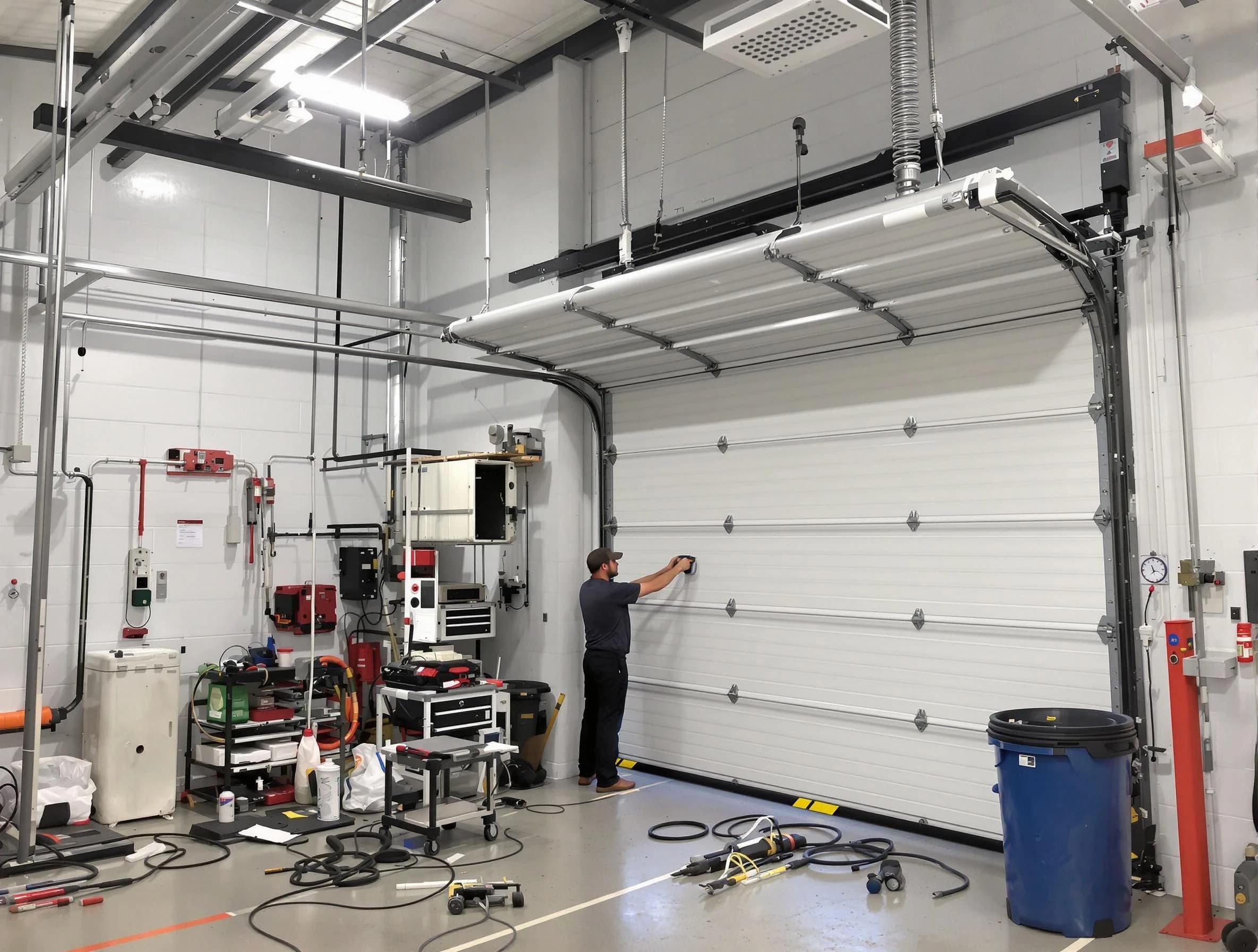 East Highland Park Garage Door Repair certified technician performing commercial door repair at a East Highland Park business facility