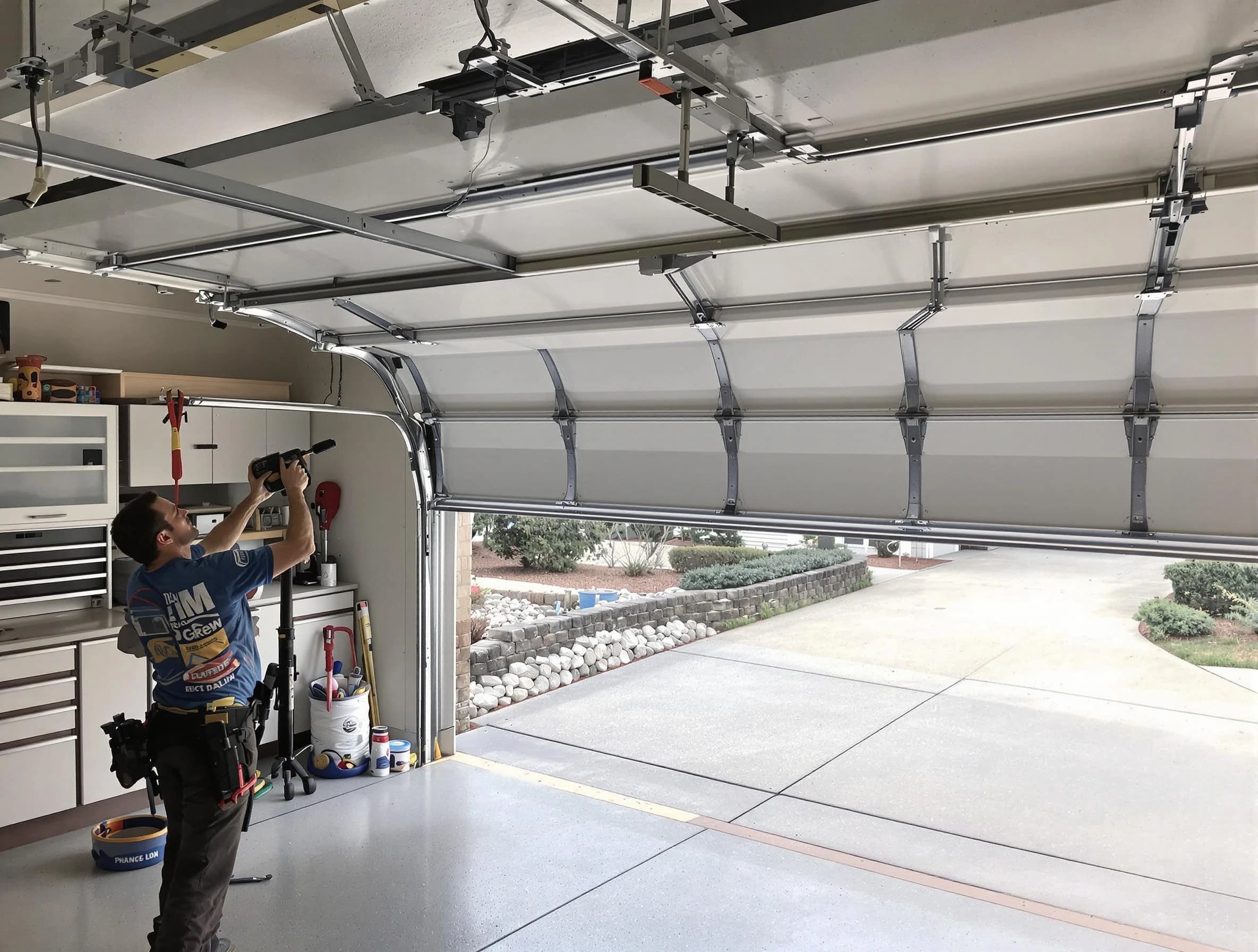 Garage door track repair service by East Highland Park Garage Door Repair in East Highland Park