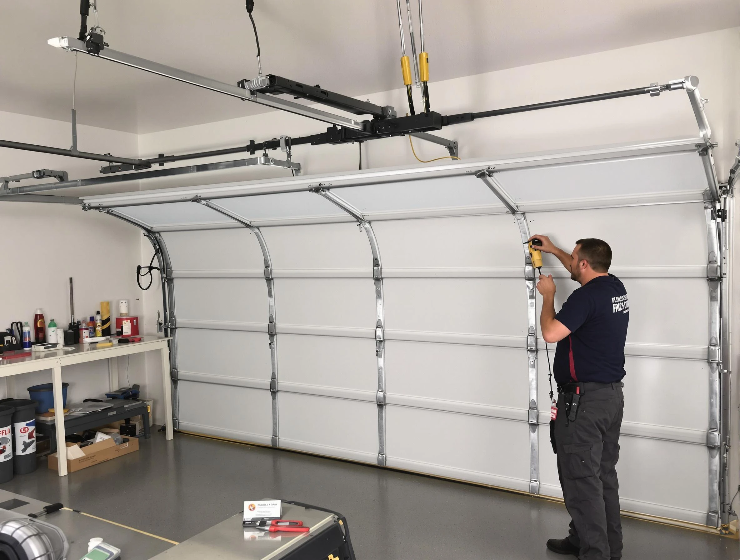 East Highland Park Garage Door Repair certified technician performing overhead door system repair in East Highland Park