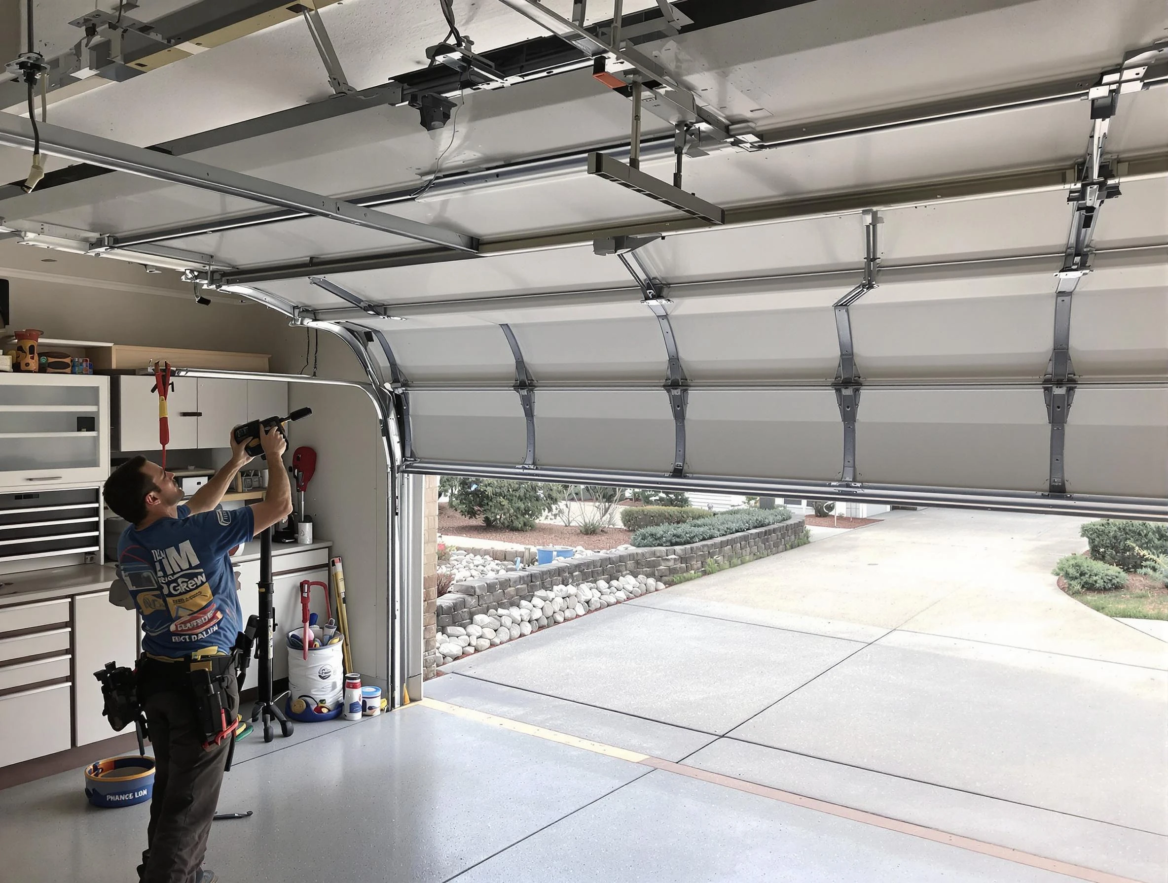 Garage door track repair service by East Highland Park Garage Door Repair in East Highland Park